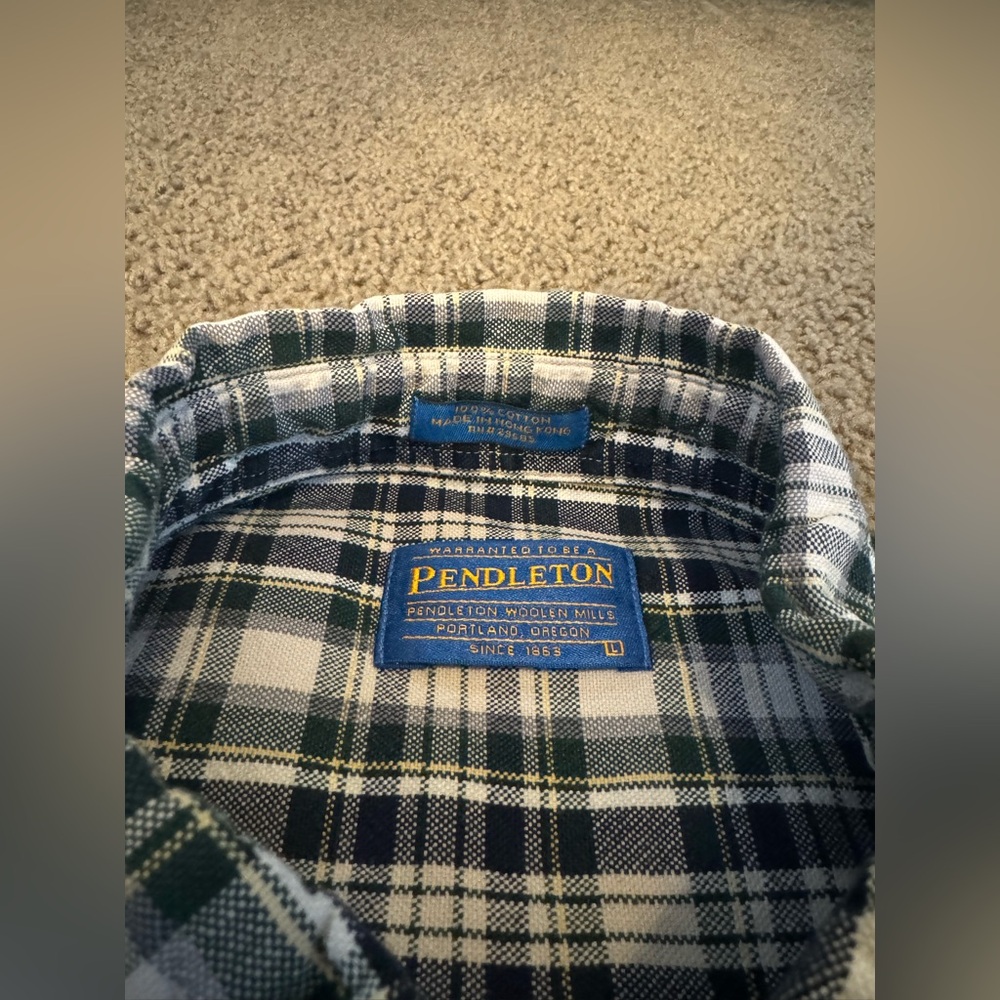Pendleton Button Up Blue Green Plaid - image 4